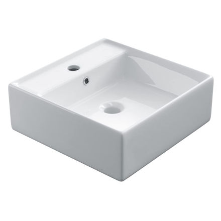 Imagen de Bacha de apoyo cuadrada 42 cm c/mesa Blanca Brillo DMC