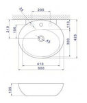 Imagen de Bacha oval apoyo o suspendida 50x42cm c/mesa Blanco Deca