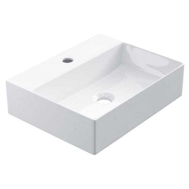 Imagen de Bacha de apoyo rectangular  52x36 cm c/mesa Blanco Brillo Dmc