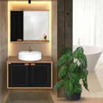 Imagen de Mueble de baño suspendido Creta Rustico negro 78 cm sin bacha
