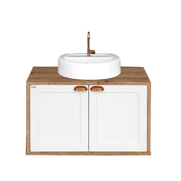 Imagen de Mueble de baño suspendido Creta Rustico blanco 78 cm sin bacha