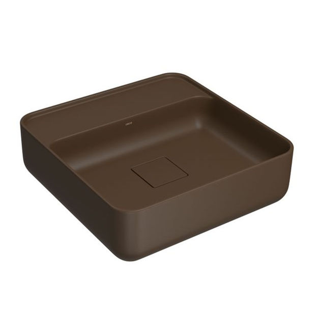 Imagen de Bacha de apoyo cuadrada 40 cm c/mesa marrón mate Deca