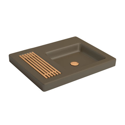 Imagen de Bacha de embutir rectangular 80x47,5 cm c/mesa marrón mate Deca