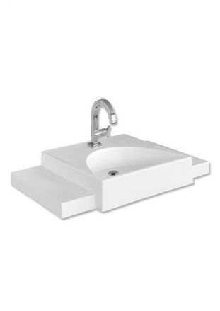 Imagen de Bacha de apoyo rectangular 80cm c/mesa Blanca Fabribam