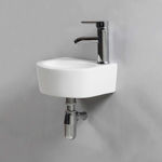 Imagen de Bacha suspendida ovalada 34x27 cm c/mesa blanca brillante Dmc