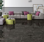 Imagen de Gres para piso y pared Nero Elevato 66x66 cm Pulido brillante y rectificado