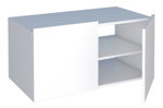 Imagen de Mueble de baño suspendido Bliss blanco 80 cm con Mesada en porcelanato blanco marmolado sin bacha