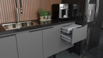 Imagen de Mueble de cocina bajo mesada gris y aéreo 150 cm Cisne