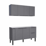 Imagen de Mueble de cocina bajo mesada gris y aéreo 150 cm Cisne