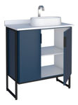 Imagen de Mueble de baño de pie Oasis azul 80cm mesada Porcelanato con bacha de Loza