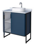 Imagen de Mueble de baño de pie Oasis azul 80cm mesada Porcelanato con bacha de Loza