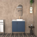 Imagen de Mueble de baño de pie Oasis azul 80cm mesada Porcelanato con bacha de Loza