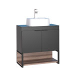 Imagen de Mueble de baño suspendido Salvia negro 60cm con tapa sin bacha