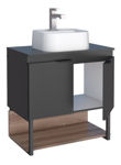 Imagen de Mueble de baño suspendido Salvia negro 60cm con tapa sin bacha