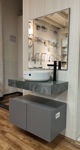 Imagen de Mueble de baño suspendido Bliss Gris 80 cm con Mesada en porcelanato Gris Pulido sin bacha