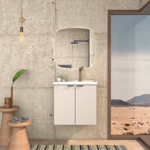 Imagen de Mueble de baño suspendido Aster beige 60cm con bacha de resina