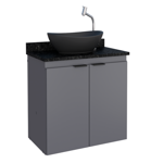 Imagen de Mueble de baño suspendido Aster gris 60 cm con mesada granito sin bacha