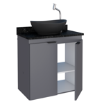 Imagen de Mueble de baño suspendido Aster gris 60 cm con mesada granito sin bacha
