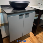Imagen de Mueble de baño suspendido Aster gris 60 cm con mesada granito sin bacha