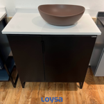 Imagen de Mueble de baño de pie Oasis azul 80cm mesada Porcelanato con bacha de Loza