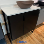 Imagen de Mueble de baño de pie Oasis azul 80cm mesada Porcelanato con bacha de Loza