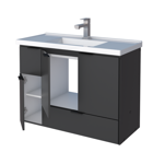 Imagen de Mueble de baño suspendido Orquidea negro 80 cm con bacha de resina