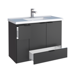 Imagen de Mueble de baño suspendido Orquidea negro 80 cm con bacha de resina