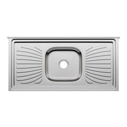 Imagen de Mesada con pileta simple de acero inox 100 cm con Válvula