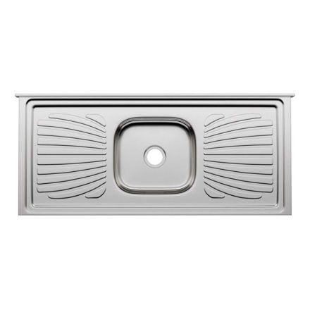 Imagen de Mesada con pileta acero inox 120cm concreto, pileta con valvula
