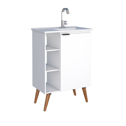 Imagen de Mueble de baño de pie Hortensia Blanco 62 cm con bacha de resina