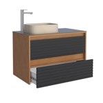 Imagen de Mueble de baño suspendido Osaka Negro 82 cm Bacha loza y  tapa de vidrio