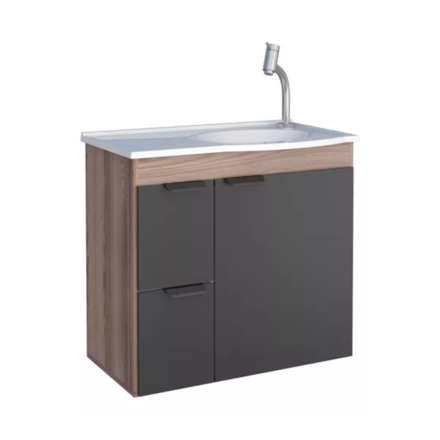 Imagen de Mueble de baño suspendido Margarita Negro 60 cm con bacha de resina