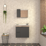 Imagen de Mueble de baño suspendido Margarita Negro 60 cm con bacha de resina