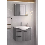 Imagen de Mueble de baño suspendido  Crystal Etna 56 cm Bacha de resina natural  y espejo con botiquín