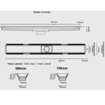 Imagen de ELLEVE Receptaculo tapa inox pulido 50cm salida central Versatile