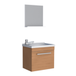 Imagen de Mueble de baño suspendido Agata Jequitiba 50cm bacha de resina natural y espejo