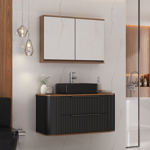 Imagen de Mueble de baño Suspendido  Alice Negro 100cm  con Bacha de Loza