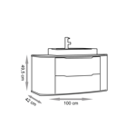 Imagen de Mueble de baño Suspendido  Alice Negro 100cm  con Bacha de Loza