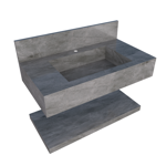 Imagen de Mueble de baño suspendido de porcelanato gris 84 cm con bacha incorporada y estante flotante