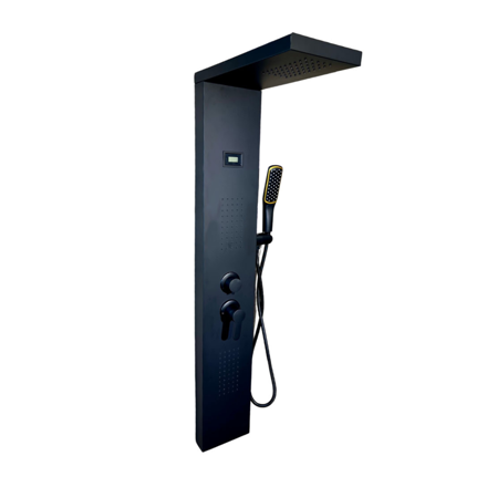 Imagen de Panel de Ducha monocomando exterior con Display, 3 vías Negro Mate