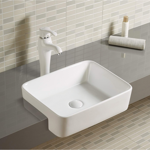 Imagen de Bacha de semi encastre rectangular 48x37 cm blanca Dmc