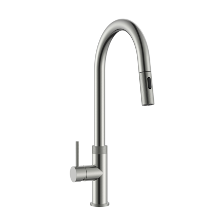 Imagen de Grifería de Cocina Monocomando de mesada Virtus Curvo Extensible Satinado