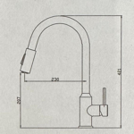 Imagen de Grifería de Cocina Monocomando de mesada Virtus Extensible Gris Satinado