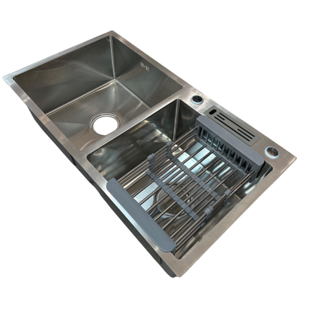 Imagen de Pileta de cocina DREAM doble 82x45x21cm c/guarda objetos