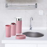 Imagen de Set de baño 6 pz Rosa y cromo (papelera-dispensadores)