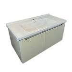 Imagen de Mueble de baño suspendido Curve Beige 100 cm con Bacha de Loza