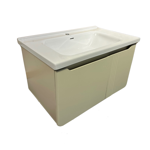 Imagen de Mueble de baño suspendido Curve Beige 80 cm con Bacha de Loza