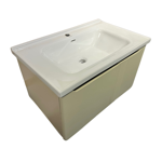 Imagen de Mueble de baño suspendido Curve Beige 80 cm con Bacha de Loza