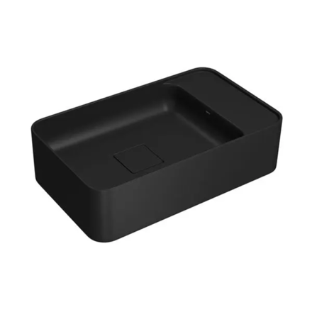 Imagen de Bacha de apoyo o suspendido Rectangular 50 x 30 c/mesa derecha Negra mate Deca