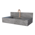 Imagen de Mueble de baño suspendido de porcelanato gris Milano 84 cm con bacha incorporada